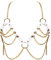 Damen Leder Taille Geschirr Gürtel Pu Metallkette Crop Tops Einstellbare Größe Festival Dance Rave Bralette (Weißes Gold)