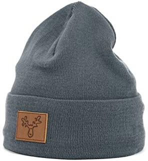 ELKLINE Umschlagmütze mit Elch-Logo Baumwolle Strickmütze, Farbe:grau