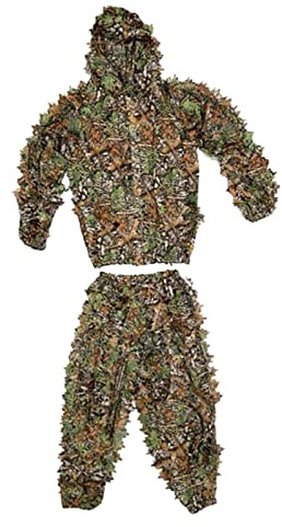 Professional Ghillie Suit 3D Leaf Woodland Youth Adult Lightweight Clothing Suits for Jungle Hunting, Wildlife Photography , Hiking ,Camping , Kids