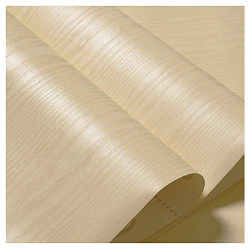 bandezid Vinilo Pegatina Muebles de Cocina Rollo Autoadhesivo Impermeable Papel Adhesivo para Muebles Vinilos Cocina/Pared/Armario/Baño-Grano de Madera Beige 70cm*5m