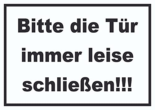 HB-Druck Schild Bitte die Tür Immer leise schwarz-Weiss A6 Rückseite selbstklebend