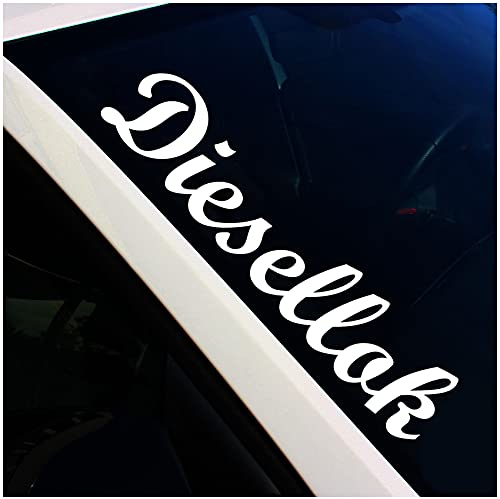 Finest Folia Frontscheibenaufkleber Schriftzug Diesellok Aufkleber für Windschutzscheibe Heckscheibe Frontscheibe Auto Fahrzeug Dekor Sticker FS123 (Weiß Glanz, Innenklebend)