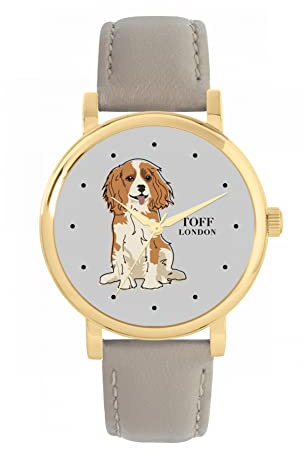 Toff London Cavlier King Charles Hundeuhr Damen 38mm Gehäuse 3atm wasserdichtes Quarzwerk Luxus modisch