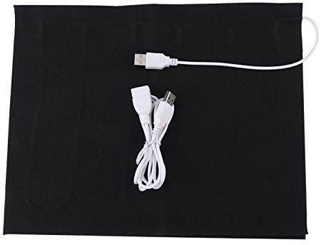 Elektrische Heizmatte für Haustiere USB Kohlefaser Wärmeplatte 23x29cm | 35-50°C Gleichmäßige Wärmeverteilung USB Betrieb kompakte Größe für Korb Transportbox Tierwärmer