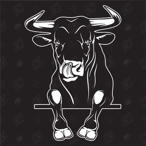speedwerk-motorwear Bulle Kuh Version 1 - Aufkleber, Autoaufkleber, Sticker, Haustiere, Bauernhof, Tiere, Farmanimals, Scheibenaufkleber, Animal, Heckscheibe, Fenster (AUCH MIT Wunschname MÖGLICH)