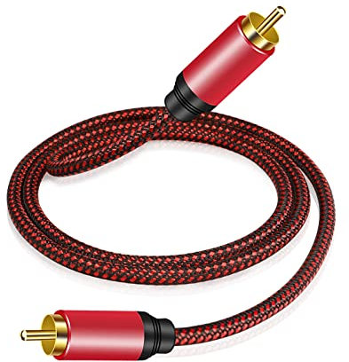 Digital Coaxial Audio Cable - 5M, RCA Male to RCA Male Subwoofer Cable, Nylon Braided, HDTV, Hi-Fi Systems