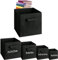 A406 2x Foldable Fabric Cubes with Handles - Collapsible Organiser Clothes Storage Box (X-Large-35x35x35cm, Black)