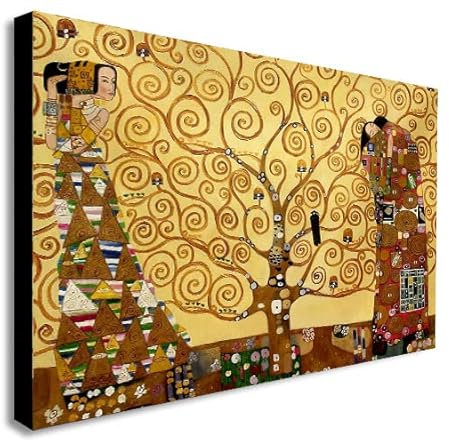 Arbre de Vie par Gustav Klimt – Impression sur Toile encadrée – Différentes Tailles (A0 116,8 x 81,3 cm)