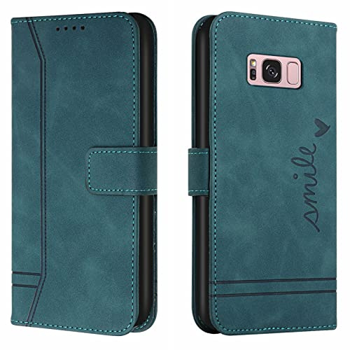Lihondar Kompatibel Mit Samsung Galaxy S8 Plus Hülle - Handyhülle Leder Klappbar Schutzhülle Wallet Brieftasche Cover Flip Case Klapphülle (Grün)