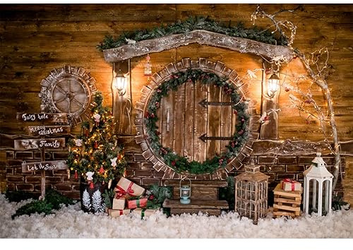Fondo Fotografía de Navidad, 2 * 1,5m Ci-Fotto Fondos de Fotos Chimenea Árbol de Navidad Telón de Fondo, Decoración Pancartas de Fiesta en Casa, Fondos de Fotografía de Niños