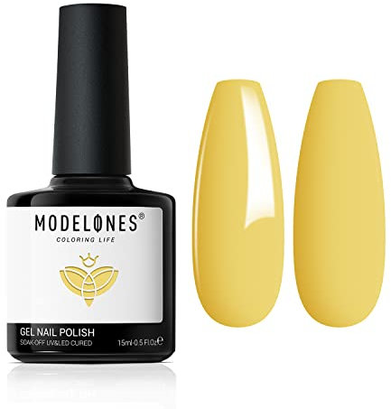 MODELONES Mango Yellow Gel Nail Polish, 1 Pcs 15ml Soft Yellow Color Gel Nail Polish Soak Off LED Long Lasting French Manicure Essential Gel Nail Varnish Salon Design DIY at Home Gifts for Women