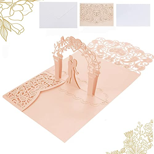 ENYACOS POP UP Karte, 3D Grußkarte zur Hochzeit Verlobung, 3D Klapp Karte mit Hochzeits Paar, MR & MRS, Hochzeits-Glückwunsch, Hochzeits-Einladung (C)