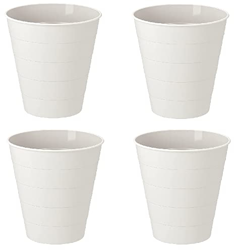 4x FNISS Waste Bin Home And Office Wastepaper Basket Plastic Trash Can Dust Rubbish Garbage Bins White 10 L + Free Shoe Bag