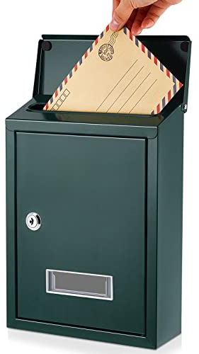 Amylove Abschließbarer Wandbriefkasten für den Außenbereich, Vorschlagsbox mit 2 Schlüsseln, Metall-Spendenbox mit Schlitz für Büro, Wohltätigkeitsorganisationskarten, Geldabstimmung, Sammlung, 21,6