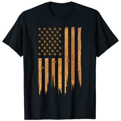 Beekeeping American Flag Honeycomb Honey Bees Beekeeper T-Shirt