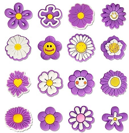 AUAUY 16PCS Schuh Charms, Krokodil-anhänger für Kinder, Blumen-anhänger Für Crocs, Schuhanstecker, Schuh-anhänger-zubehör für Crocs-armband, Niedliche Schuhe Dekoration für Mädchen, Jungen, Erwachsene