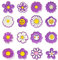 AUAUY 16Piezas Abalorios para Zapatos, Shoe Charms para NiñAs y NiñOs, Flor Accesorios para Crocs para Zapatos, Bonitos Abalorios de Margaritas de Dibujos Animados para Adultos (Púrpura)