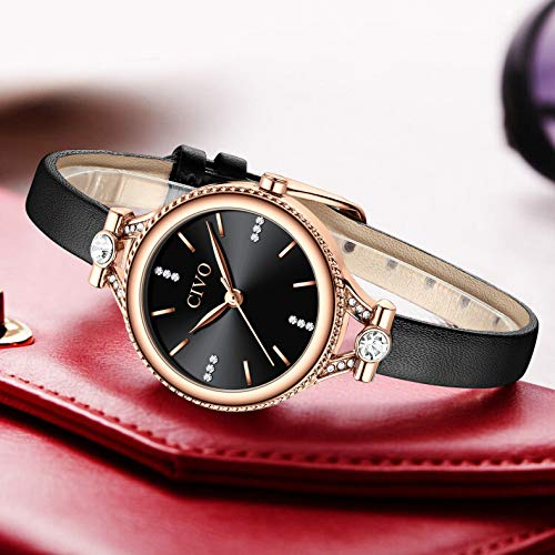 CIVO Damen Uhren Leder Minimalistisch Analog Quarz Armbanduhr Elegante Klassische Uhr Mode Kleid Geschenke für Frauen
