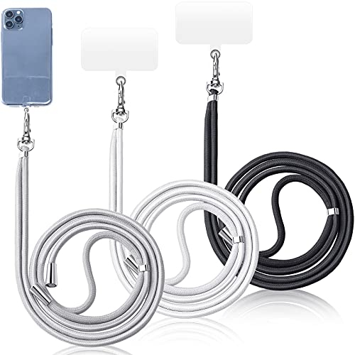 3 Piezas Colgante Para Movil, LYHURK Desmontable Cuerda Movil Cuello Universal, Ajustable Lanyard Cordón Cadena Cordon Colgador Correa Para Movil Evitar La Pérdida (Negro Blanco Gris)