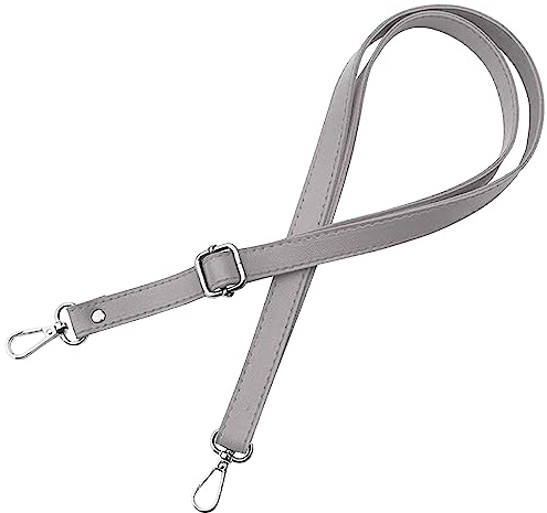 Gurt Band Schulterriemen für Damen Taschen Handtasche - Grau - Farbe Metallteile Silber - Länge verstellbar 70-128 cm - Breite 1,8 cm - Schultergurt Umhängetasche Trageriemen Riemen Umhängegurt