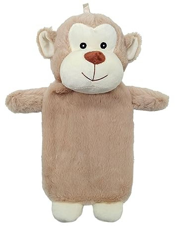 Plush 3D Cute Monkey Hot Water Bottle with a 750ml Inner Bottle - Great for Aches & Pains