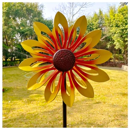 Molinillo De Viento De Girasol, 174CM Metal Girasoles Resistir El Clima Severo Rehiletes De Viento para Jardin, La JardíN DecoracióN del Patio,Yellow