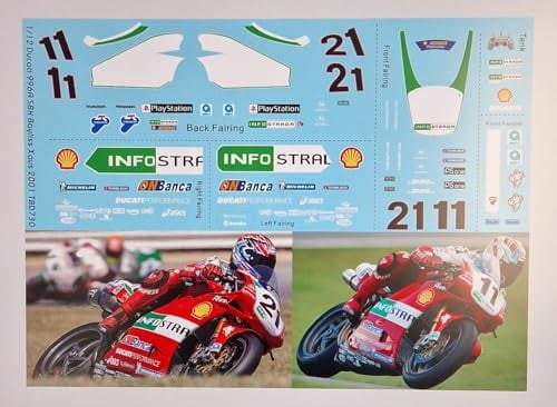 Generisch 1/12 Waterslide Decals für Ducati 996 R Troy Bayliss Rubens Xaus SBK 2001 TB Decal TBD730
