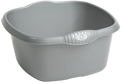 Aurora - High Grade Plastic 32cm Square Washing Up Bowl Kitchen Sink, Basin Mixing & Tidy Organizer with 9L Capacity. (Silver)