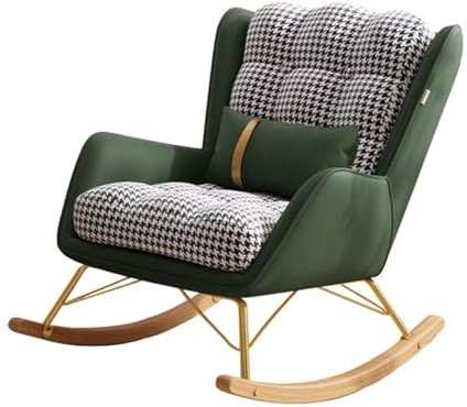 NRNQMTFZ Schaukelstuhl Wohnzimmer - Relaxsessel,moderner Schaukelstuhl,Leder Schaukelstuhl,Schaukelstuhl für Schlafzimmer, Wohnzimmer, Balkon(Dark Green)