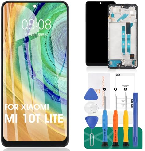Para Xiaomi Mi 10T Lite 5G Pantalla LCD Para Xiaomi Mi 10T Lite 5G Reemplazo de pantalla M2007J17G Kits de reparación de digitalizador táctil (Negro, Con Marco)