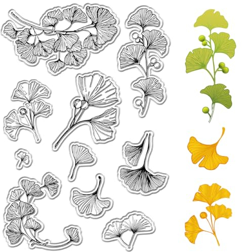 craspire Ginkgo-Blatt-Stempel, Blätter, Pflanze, Frühling, Herbst, Wiederverwendbar, Retro, Transparent, Silikon-Stempelsiegel Für Urlaub, Kartenherstellung, Dekor, DIY, Scrapbooking, Zubehör, Album