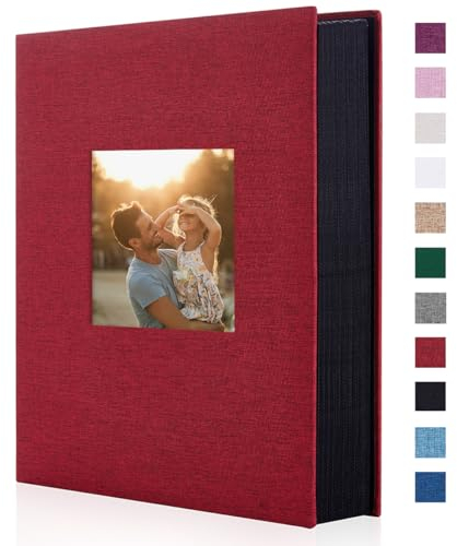 Miaikoe Fotoalbum 10x15 300 Leinen Album Slip in für Familie Hochzeitstag Album Buch Holds 300 Horizontal 10x15cm Fotos Rot