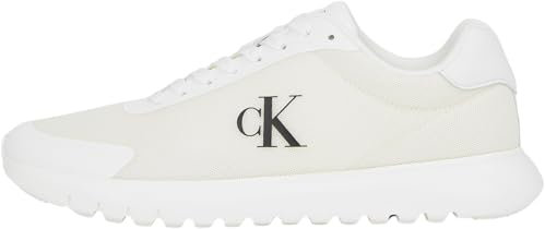 Calvin Klein Runner Sneaker Hombre Eva Mesh con Logotipo, Blanco (Triple Bright White), 43