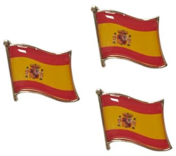 3 Broche de bandera de países, pines de bandera de países, insignia a granel, aleación de metal, recuerdo, bandera de países, pines de solapa para sombrero, ropa, mochila, insignia (España)