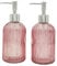 2 Pack Glass Soap Dispenser Bathroom Countertop Shampoo and Conditioner Dispenser Washing Up Liquid Hand Soap Pump Bottle Dispenser Kitchen(2, Pink)