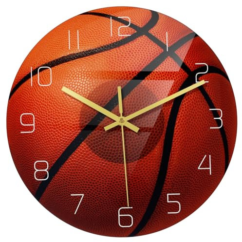 PRETYZOOM Basketball Design Wanduhr Silent Mute Uhrwerk Große Arabische Ziffern Acryl Material Leise Wanduhr Für Wohnzimmer Schlafzimmer Büro Schlafzimmer