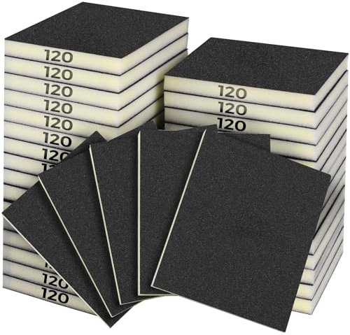 Sruhrak 18 PCS Sanding Sponge Set 120 Grits, Flexible Sanding Pads Wet Dry Reusable Sanding Block Sandpaper Block for Wood, Plastic, Drywall and Metal Polis