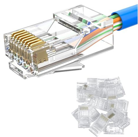 MOGOOD 10 Pièces Connecteur RJ45 CAT6, Connecteur Ethernet Modulaire Plug, Fiche RJ45, Connecteurs Cat6 non blindé pour Cat6, Cat5E, Cat5 câble de pose
