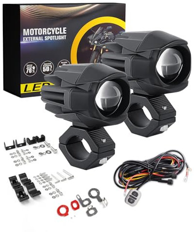 CO LIGHT Motorcycle LED Fog Light 60W 20000LM Auxiliary Lights 7 Modes Amber White Light Combo with Waterproof Wire Harness Kit for Motorcycle GS Pan Adventure ATV UTV