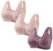 3Pcs Daisy Bras for Older Women Front Fastening Non Wired Sports Bras Women Plus Size Full Coverage Push Up Bra Hides Back Fat Bralettes Front Closure Ladie Bras Wireless Underwear