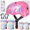 Unicorn Castle Kinderhelm & Protektoren Set 3-8 Jahre, Mädchen, Verstellbar, Rosa