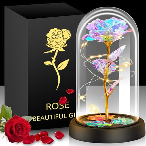 Gylinm Ewige Rose Geschenke für Frauen, Die Schöne das Biest Ewige Rosen, Ewige Rose im Glas, Muttertagsgeschenk für Mama, Geburtstag Valentinstag Hochzeitstag Überraschung für Frauen