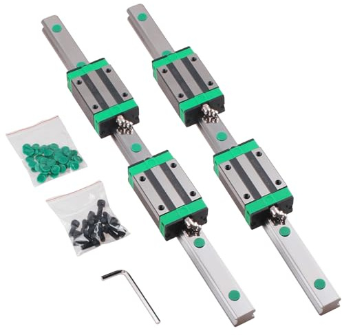 TIOMIOSEA Linearführung 2 Stück Linearschiene HGR20-500mm mit 4 Stück HGH20CA Linearlager Lagerblock, Lineare Führungssystem für 3D Drucker, CNC-Maschinen, Elektrische Geräte