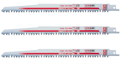 3x Saxton 240mm Reciprocating Sabre Saw Wood Blades R1021L. Compatible with Bosch, Dewalt, Makita