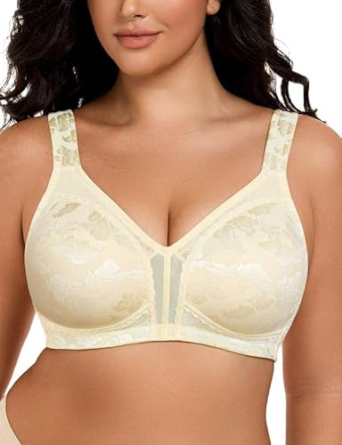 WingsLove Women's Full Coverage Minimizer Bra Plus Size Wireless Non Padded Wide Straps Comfort Everyday Bras