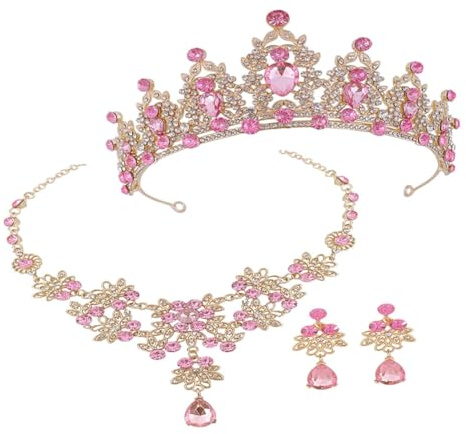 TOPPERFUN Tiara-set mit Halskette und Ohrringen für Brautschmuck Hochzeit Party Geburtstag Feiertage Vielseitig Kombinierbar und Langlebig
