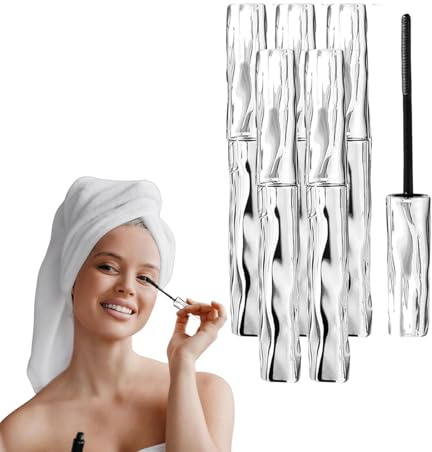 Wasserfeste Eisenstab-Wimperntusche für feine, kurze Wimpern - Teleskopschlauch-Wimperntusche schwarz für Länge - kein Abblättern, kein Verklumpen, Locken und Wimpernlifting-Effekt (5 STÜCKE)