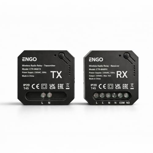 ENGO ETR 868 Wireless Boiler Control Relay 230V Receiver and Transmitter 868 MHz Volt Free Heating System Switch DIN Rail Pump Control