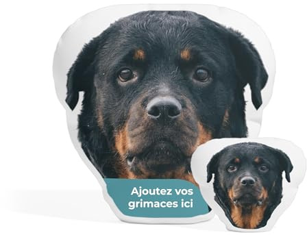 Personalisiertes Fotokissen, Kissen in Hundegesichts-form selbst gestalten, 73 × 73 cm, mit eigenem Foto bedruckt, lustige Fotogeschenk-Idee zum Geburtstag oder Jahrestag für Familie und Freunde