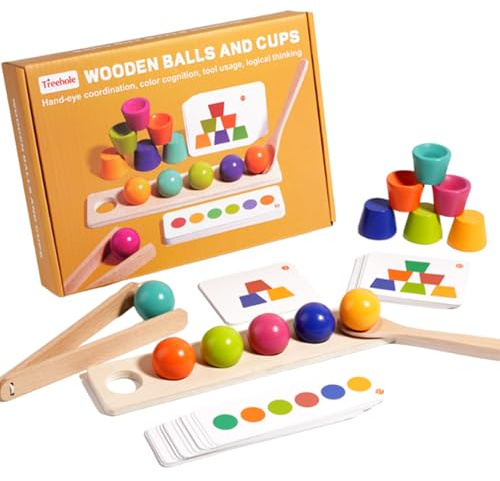 Jeu De Correspondance Des Couleurs | Activités Préscolaires de Tasse et Balle,Ensemble de Tri de Couleurs avec Perles et Pinces | Pour À Partir De 3 Ans Garçons Filles Maison Crèche Maternelle Fête